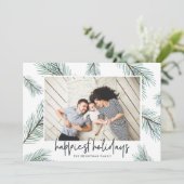 Cartes Pour Fêtes Annuelles Pine Boughs | Happy Holidays Photo (Debout devant)