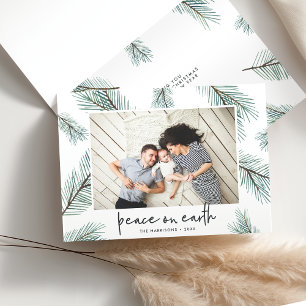 Cartes Pour Fêtes Annuelles Pine Boughs Photo de vacances pliée