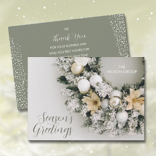 Cartes Pour Fêtes Annuelles Pine Christmas Wreath Business Merci