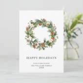 Cartes Pour Fêtes Annuelles Pine Cones Fir Wreath Joyeux Noël Salutation Hol (Debout devant)