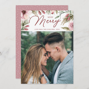 Cartes Pour Fêtes Annuelles Pine d'aquarelle très joyeuse et photo florale