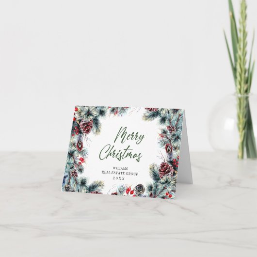 Cartes Pour Fêtes Annuelles Pine de Noël cônes Entreprise Salutation rustique (Devant)