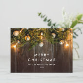 Cartes Pour Fêtes Annuelles Pine de Noël cônes Entreprise Salutation rustique (Debout devant)