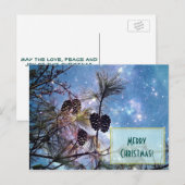 Cartes Pour Fêtes Annuelles Pine de Noël cônes et ciel étoilé (Devant / Derrière)