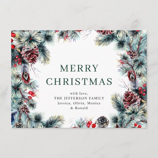 Cartes Pour Fêtes Annuelles Pine de Noël cônes Salutation rustique (Devant)