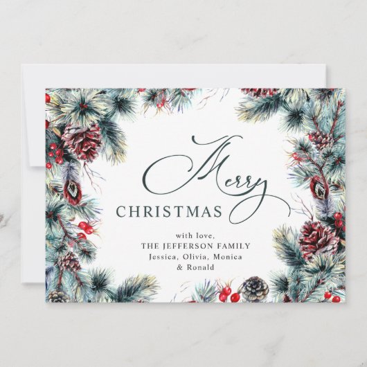 Cartes Pour Fêtes Annuelles Pine de Noël cônes Salutation rustique (Devant)