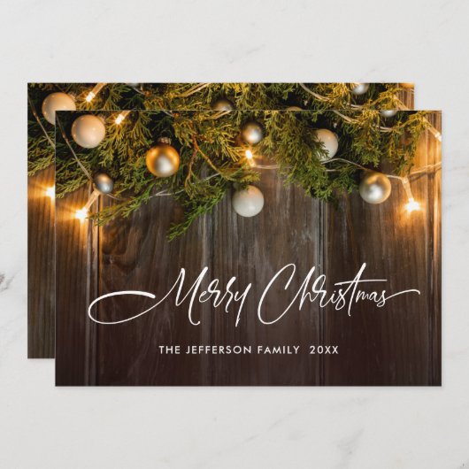 Cartes Pour Fêtes Annuelles Pine de Noël cônes Salutation rustique Boho (Devant / Derrière)