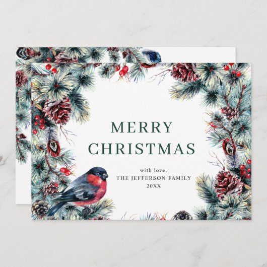 Cartes Pour Fêtes Annuelles Pine de Noël Cones Wreath Salutation rustique (Devant / Derrière)