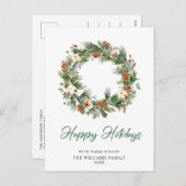 Cartes Pour Fêtes Annuelles Pine festive cônes Wreath Joyeux Noël PHOTO (Devant / Derrière)