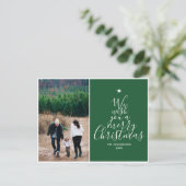 Cartes Pour Fêtes Annuelles Pine Green Élégant Script Christmas Tree photo (Debout devant)