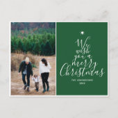 Cartes Pour Fêtes Annuelles Pine Green Élégant Script Christmas Tree photo (Devant)