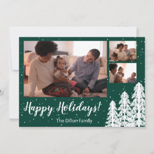 Cartes Pour Fêtes Annuelles Pine Green Snowy Noël Arbres de vacances