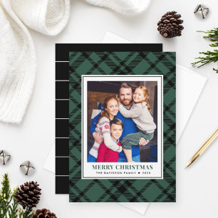 Cartes Pour Fêtes Annuelles Pine Green Tartan Plaid Joyeux Noël Photo