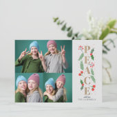 Cartes Pour Fêtes Annuelles Pine Holly Berries Gold Peace Multiphoto (Debout devant)