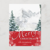 Cartes Pour Fêtes Annuelles Pine rouge moderne Snowflakes Bokeh Chic Script (Devant)