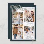 Cartes Pour Fêtes Annuelles Pine Script Joyeux Noël 4 Photo Collage (Devant / Derrière)