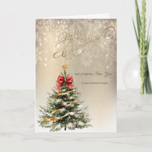 Cartes Pour Fêtes Annuelles Pine Tree, Bow rouge, Fêtes de neige