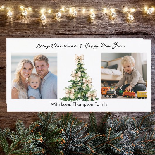 Cartes Pour Fêtes Annuelles Pine Tree Elegant Bow Photo Elegant Christmas