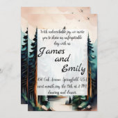 Cartes Pour Fêtes Annuelles Pine Tree Forest Russe Aquarelle Mariage à thème (Devant / Derrière)