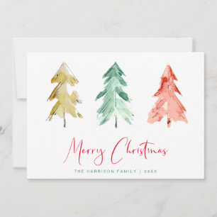 Cartes Pour Fêtes Annuelles Pine Trees Aquarelle Noël