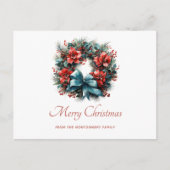Cartes Pour Fêtes Annuelles Pine Wreath avec vacances de Noël Holly (Devant)
