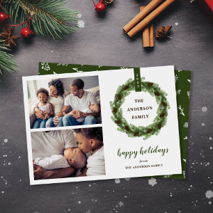 Cartes Pour Fêtes Annuelles Pine Wreath Happy Holidays 2 Photo
