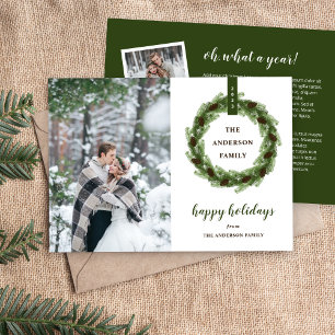 Cartes Pour Fêtes Annuelles Pine Wreath Happy Holidays Photo