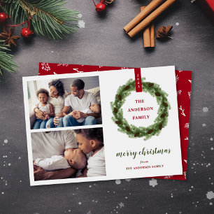 Cartes Pour Fêtes Annuelles Pine Wreath Joyeux Noël 2 Photo