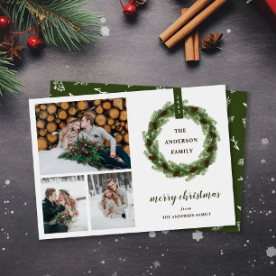Cartes Pour Fêtes Annuelles Pine Wreath Joyeux Noël 3 Photo