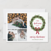 Cartes Pour Fêtes Annuelles Pine Wreath Joyeux Noël 3 Photo (Devant)