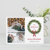 Cartes Pour Fêtes Annuelles Pine Wreath Joyeux Noël 3 Photo (Debout devant)