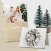 Cartes Pour Fêtes Annuelles Pine Wreath Plier Photo Petit Noël