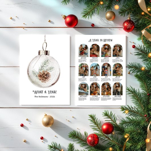 Cartes Pour Fêtes Annuelles Pinecone d'aquarelle neutre année en révision vaca