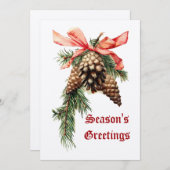 Cartes Pour Fêtes Annuelles Pinecone d'arbre de Noël rustique (Devant / Derrière)