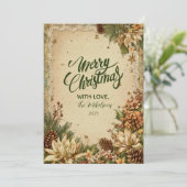Cartes Pour Fêtes Annuelles Pinecones rustiques de Noël et dentelle (Debout devant)