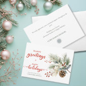 Cartes Pour Fêtes Annuelles Pinecones simples Branches Berries