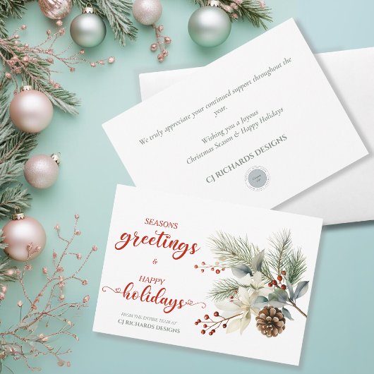 Cartes Pour Fêtes Annuelles Pinecones simples Branches Berries