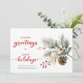 Cartes Pour Fêtes Annuelles Pinecones simples Branches Berries (Debout devant)