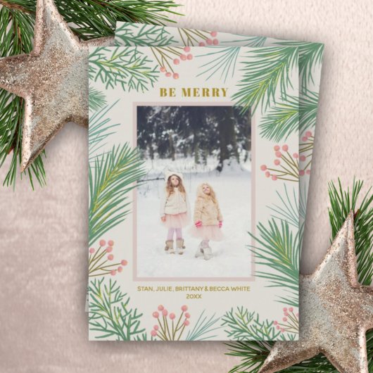 Cartes Pour Fêtes Annuelles Pines Berries Photo de Noël