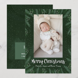 Cartes Pour Fêtes Annuelles Pines Noël Photo de Naissance Annonces