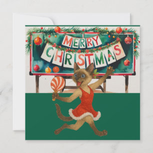 Cartes Pour Fêtes Annuelles Ping Pong Noël Thème pour les Amoureux de les chat