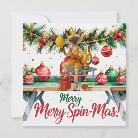 Cartes Pour Fêtes Annuelles Ping Pong Noël Thème pour les Amoureux de les chat (Devant)