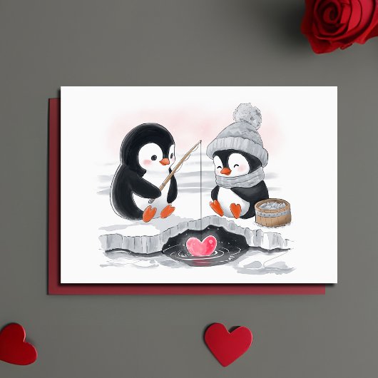 Cartes Pour Fêtes Annuelles Pingouin adorable Saint-Valentin / Proposition Pêc