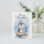Cartes Pour Fêtes Annuelles Pingouin de Noël aquarelle (Debout devant)