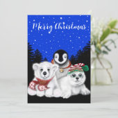 Cartes Pour Fêtes Annuelles Pingouin de Noël bébé phoque de l'ours polaire (Debout devant)