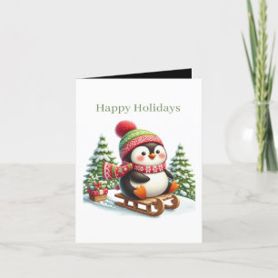 Cartes Pour Fêtes Annuelles Pingouin de Noël festif heureux