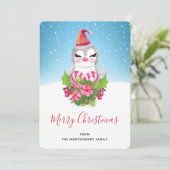 Cartes Pour Fêtes Annuelles Pingouin de Noël mignon à Santa Hat (Debout devant)