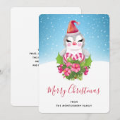 Cartes Pour Fêtes Annuelles Pingouin de Noël mignon à Santa Hat (Devant / Derrière)