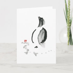 Cartes Pour Fêtes Annuelles Pingouin de Noël, Sumi-e