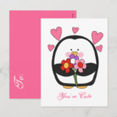 Cartes Pour Fêtes Annuelles Pingouin de Valentine (Devant / Derrière)